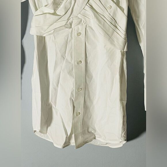 NWT $495 Alexander wang CROSS DRAPE SHIRTDRESS IN COMPACT COTTON - Picture 8 of 14